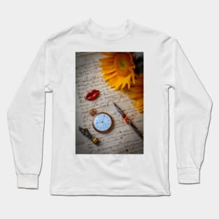 Sunflowers On Old Letter Long Sleeve T-Shirt